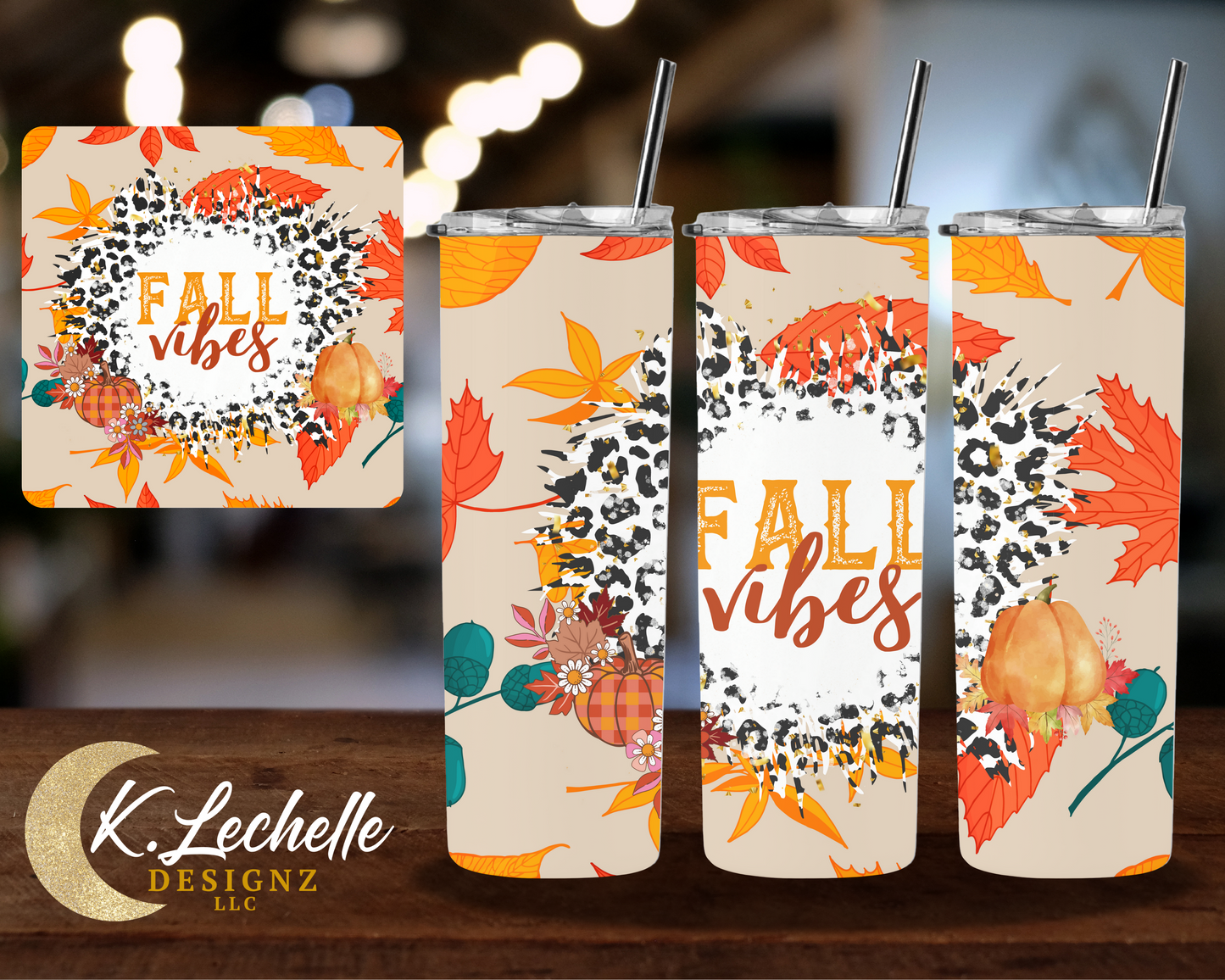Fall Vibes Orange Stainless Steel Tumbler