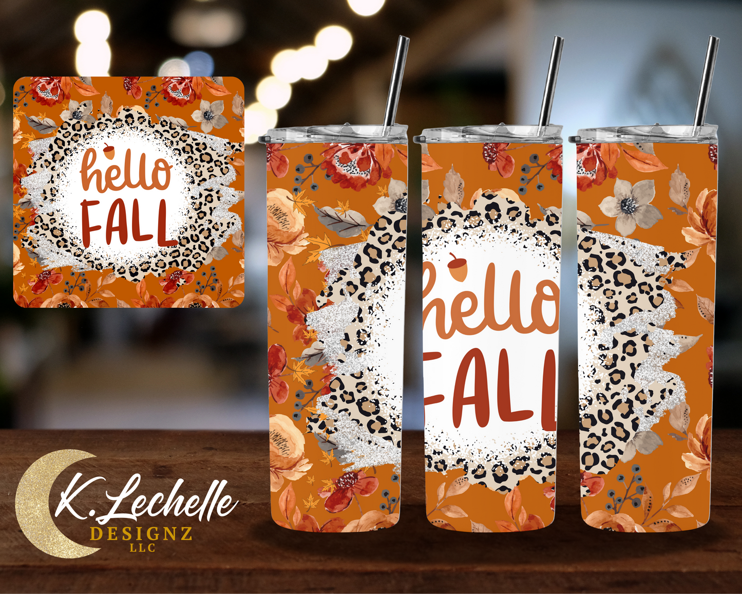 Hello Fall Orange Stainless Steel Tumbler