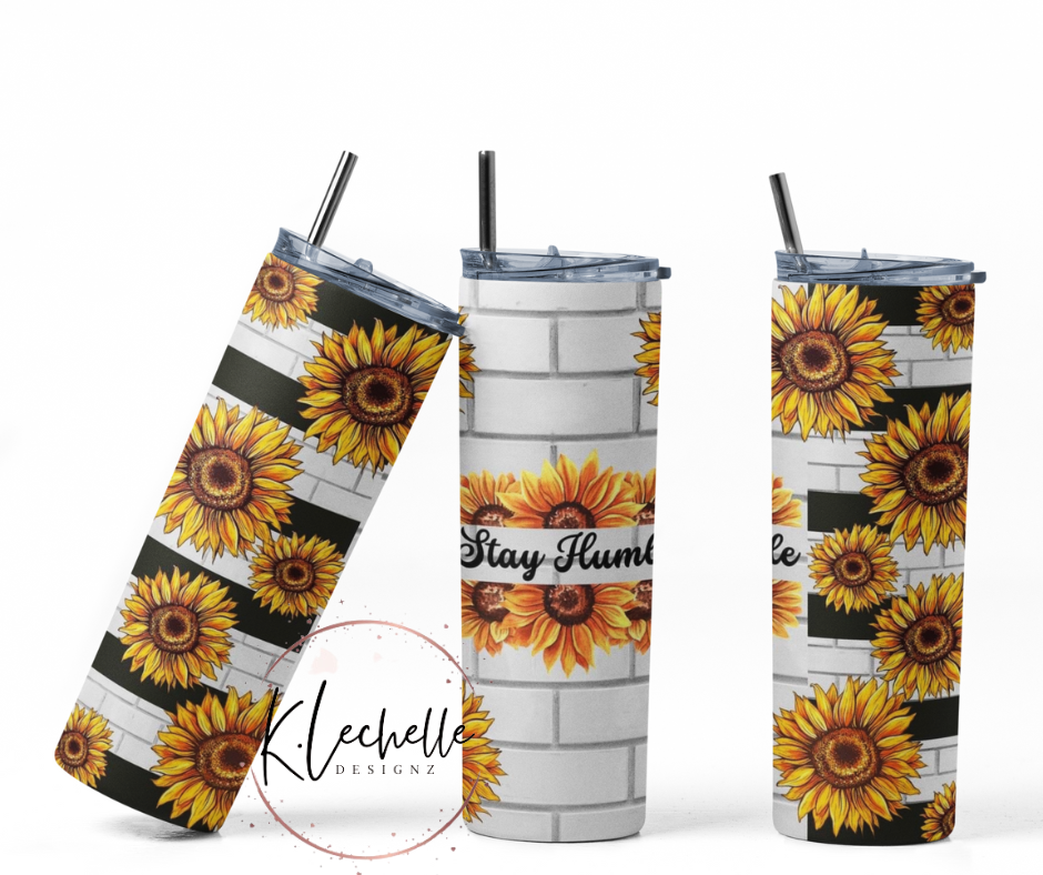 Stay Humble Sunflower 20 oz Stainless Steel Skinny Tumbler