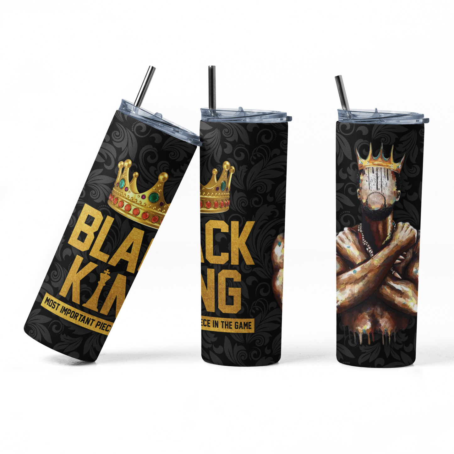 Black King Steel Skinny Tumbler