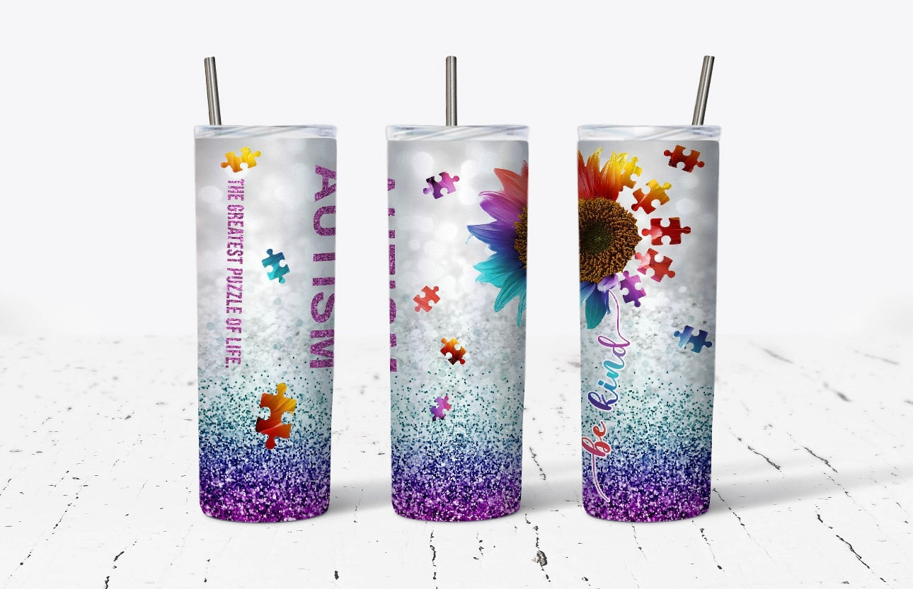 Autism Stainless Steel Skinny Tumbler
