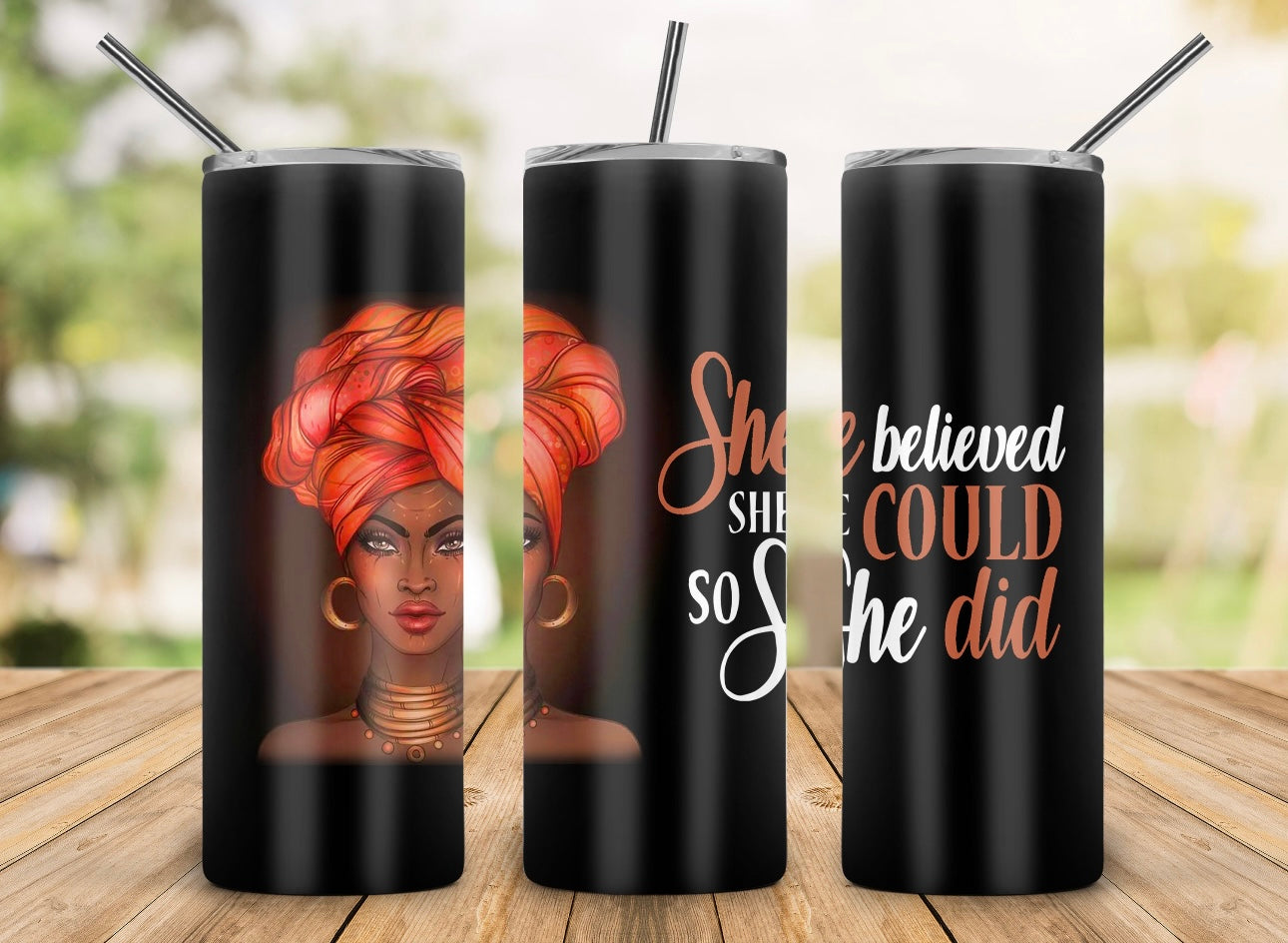 She Could So She Did Stainless Steel Skinny Tumbler