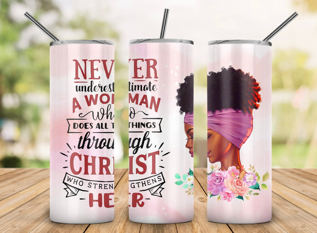 Women Through Christ Stainless Steel Skinny Tumbler