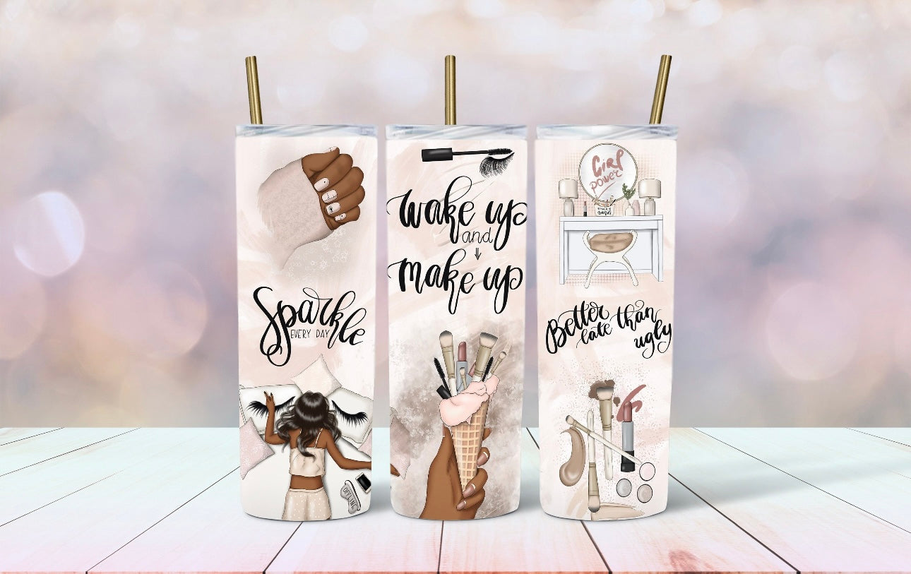 Self Care Makeup Stainless Steel Skinny Tumbler
